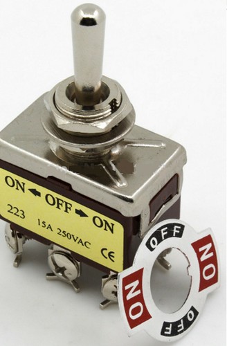 12mm Mounting Hole 3 Way Locking Reset Toggle Switch 220V 15A ON-OFF-ON ...