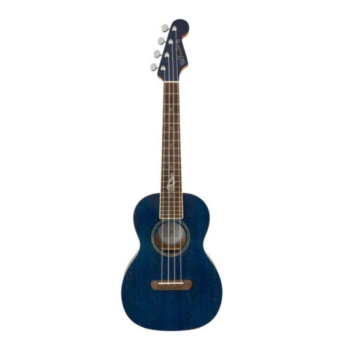 Ukelele de 4 cuerdas Fender Dhani Harrison Signature azul zafiro transparente Foto 2 de 4