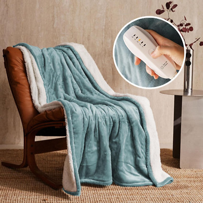 Cozy Blue Heated Blanket - ETL Certified, 5 Heat Levels, Auto-Off, Washable