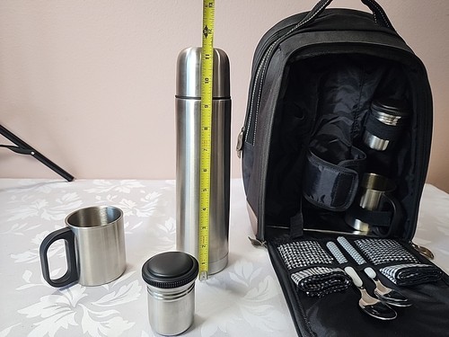 Stylish Backpack with Stainless Steel Picnic Set for Two - Picture 17 of 19