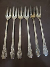 Wm Rogers Mfg Co "Original Rogers" Avalon Silverplate 7.5" Grille Fork Set of 6