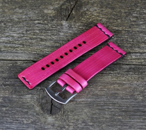 Leather watch strap 18 - 24mm, Pink watch band, Leather strap. - Picture 3 of 8