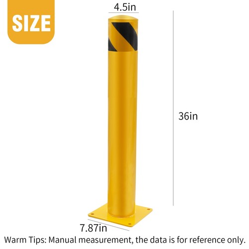 2Pcs 36"H 4.5"D Safety Bollards Yellow Powder Coated Safety Parking Barrier Post - Picture 9 of 9
