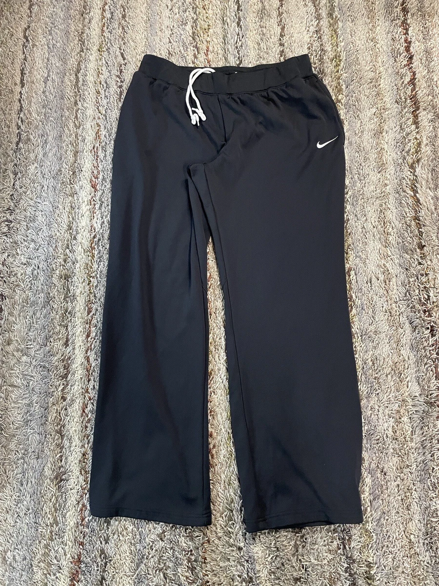 Vintage Nike Team Fit Dry Black Track Pants Ankle Snaps Womens XL Drawstring