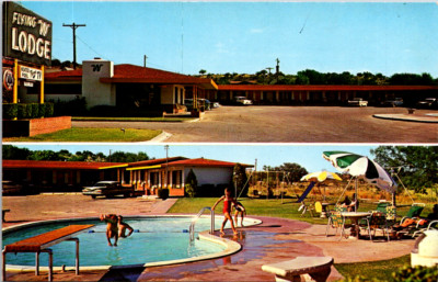 Vintage Postcard Flying W Lodge Ozona Texas AAA Motel