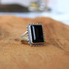 Black Onyx Gemstone 925 Sterling Silver Ring Gift For Her Jewelry All Size R-310