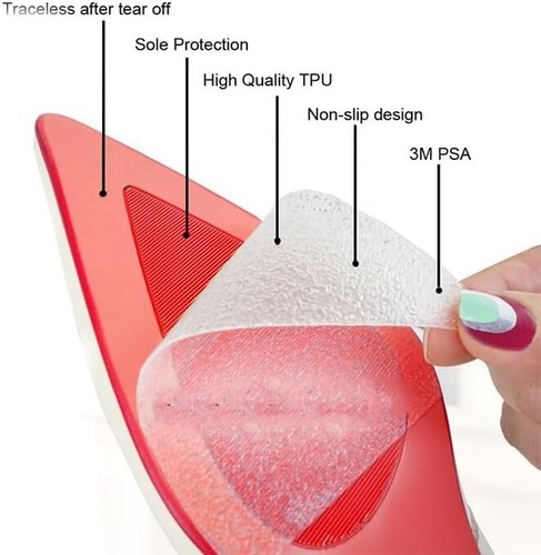 Protector de Suela 2 Pares Calidad Protector de Pliegue de Zapato, Transparente Autoadhesivo So... - Imagen 5 de 10
