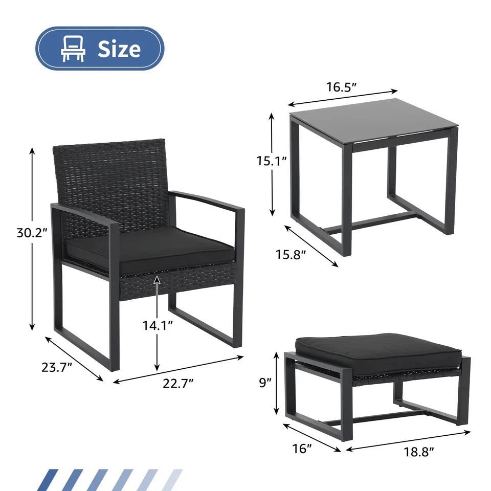 5-Piece Outdoor Furniture Set, Patio Set, All-Weather Wicker, with Cushions Foto 3 de 4