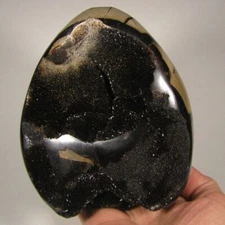 5.6" Hollow SEPTARIAN Polished Freeform Standup Stone - Madagascar - 4.9 LBS