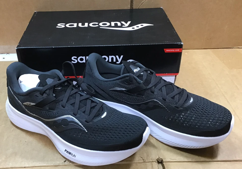 Saucony Men's Ride 15 Black/White Running Shoes - Image 3 of 4