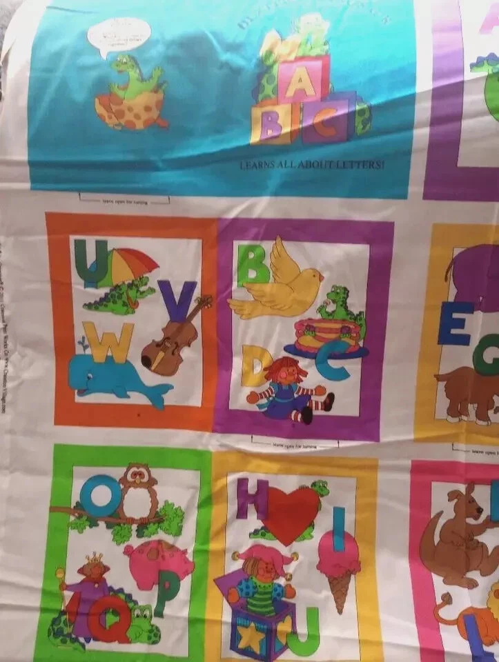 dinosaur dexter book letters fun fabric abc panel as pictured 44 x 34 inch - Image 2 of 3