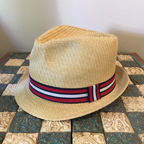 Mens Woven Straw Fedora Hat W/ Band Red 