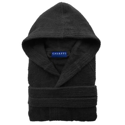 ACCAPPATOIO CALEFFI NERO MINORCA SPUGNA UOMO/DONNA CAPPUCCIO 100% COTONE