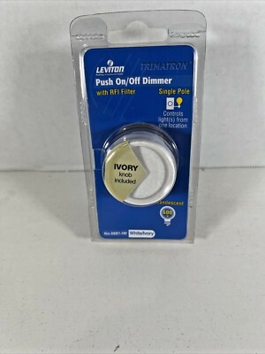 NEW On/Off Light Dimmer In Ivory White Incandescent 600w Leviton 6681-IW Push 