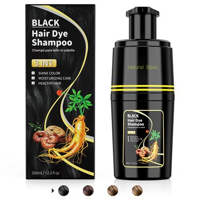 KAISASA Black Hair Dye Shampoo 3 in 1 Hair Color Shampoo for Cover
