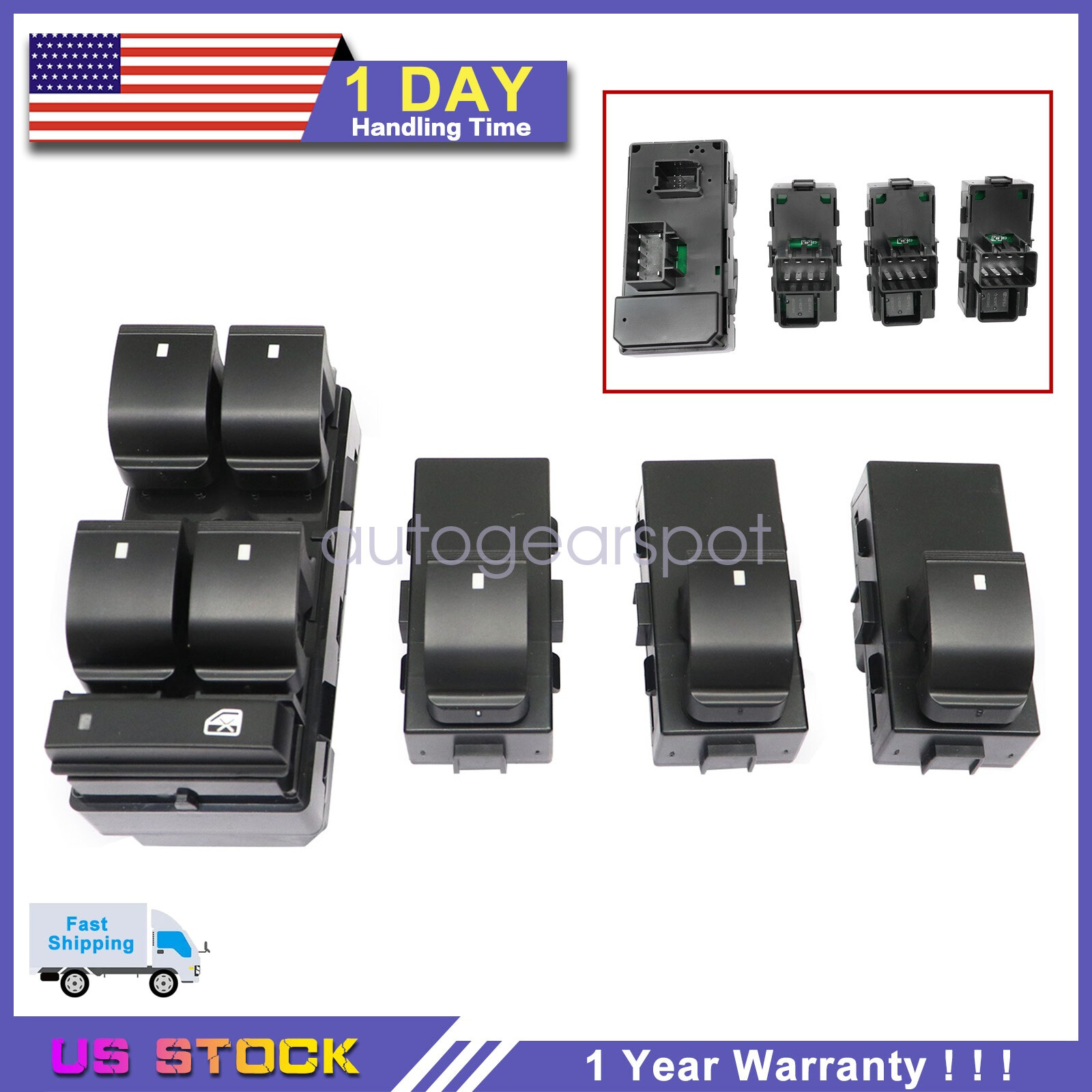 4X Window Switch Fits Chevy Silverado GMC Sierra 1500 2500 HD 3500 HD 2007-2013