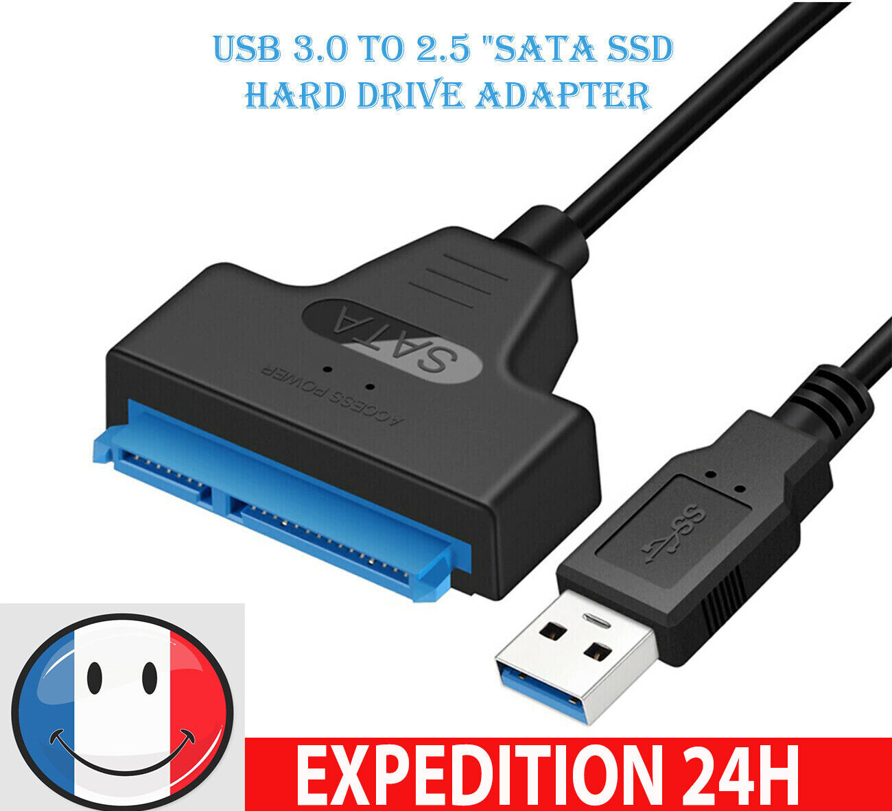 SATA vers USB 3.0 2.5" HDD SSD disque dur Disque Converter Câble Adaptateur Bleu
