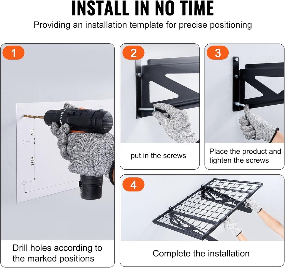 Garage Shelving Wall Mounted, 1 x 4 ft Heavy Duty Garage Wall Shelves