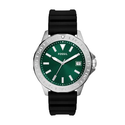Orologio Uomo FOSSIL BANNON BQ2783 Silicone Nero Verde