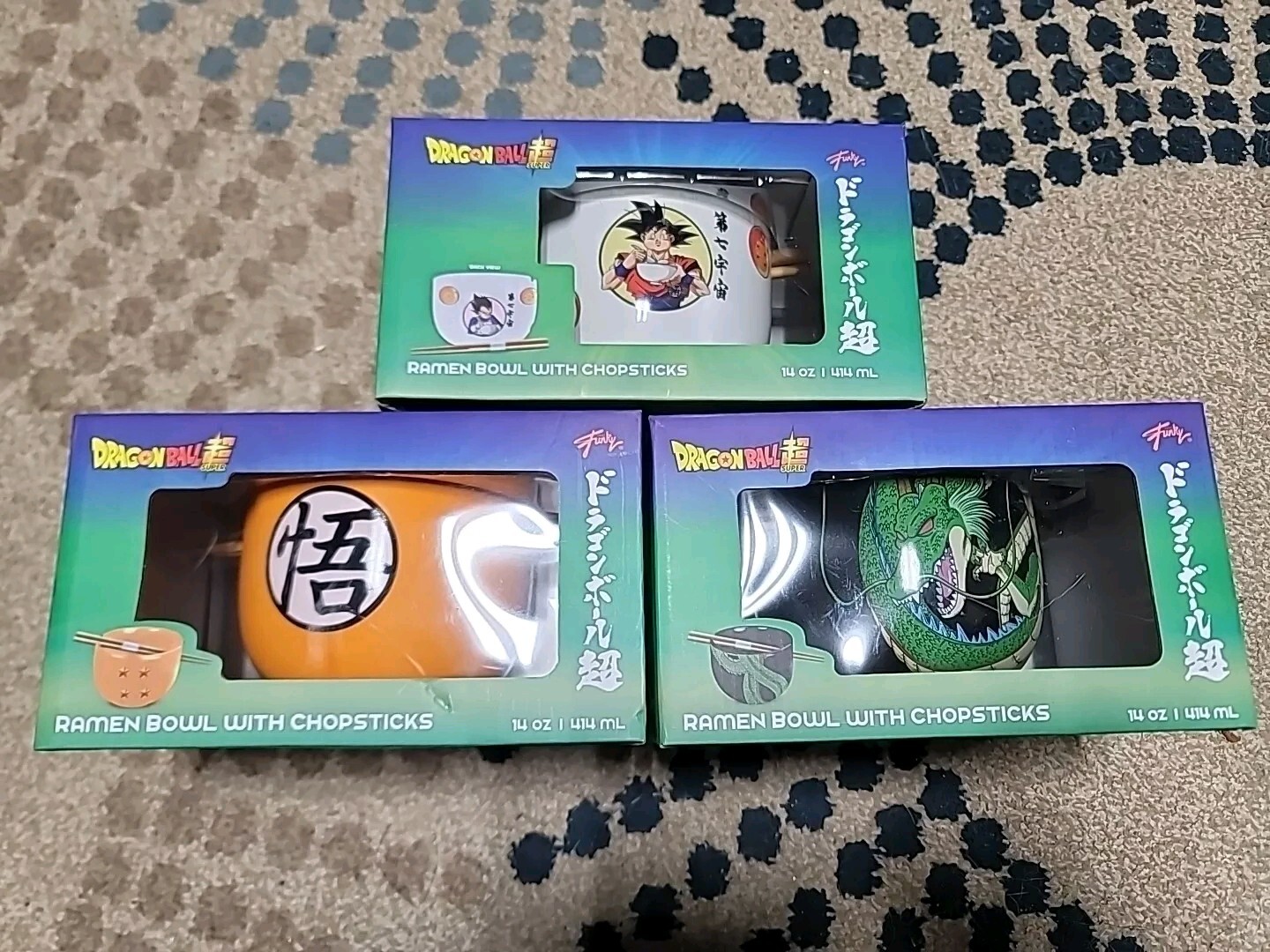 Dragon Ball Goku 4 Estrellas Super Ramen Bowl Con Palillo DBZ Anime Lotes de 3 NUEVO