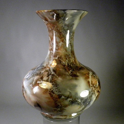 ARABIA FINLAND MARBLE LUSTURE VASE Asian Form - Picture 12 of 14