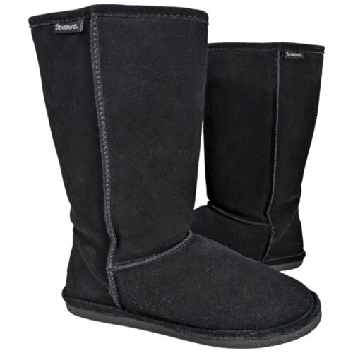 BEARPAW EMMA TALL WINTER BOOTS BLACK II SHEEPSKIN Womens SIZE 11