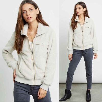 RAILS Austin Teddy Jacket Cream Women's Small Fleece Sherpa Full Zip