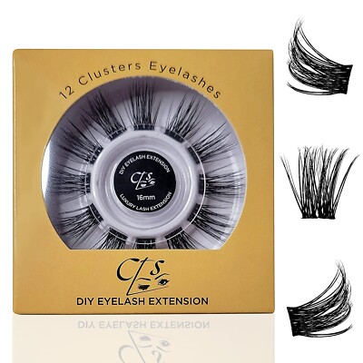 CTS Eyelash Extension 12 pcs Thin Band Clusters C Curl Volume Style 16 mm Pack