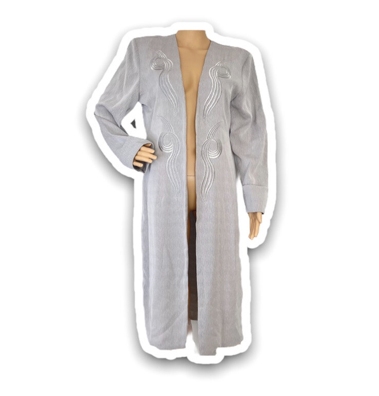 Vintage Michaela Womens Kimono Jacket Grey Embroidered Longline Shacket RRP £250