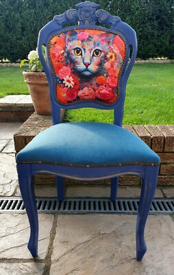 Shabby Chic French Style Chair Print Animal CAT UK