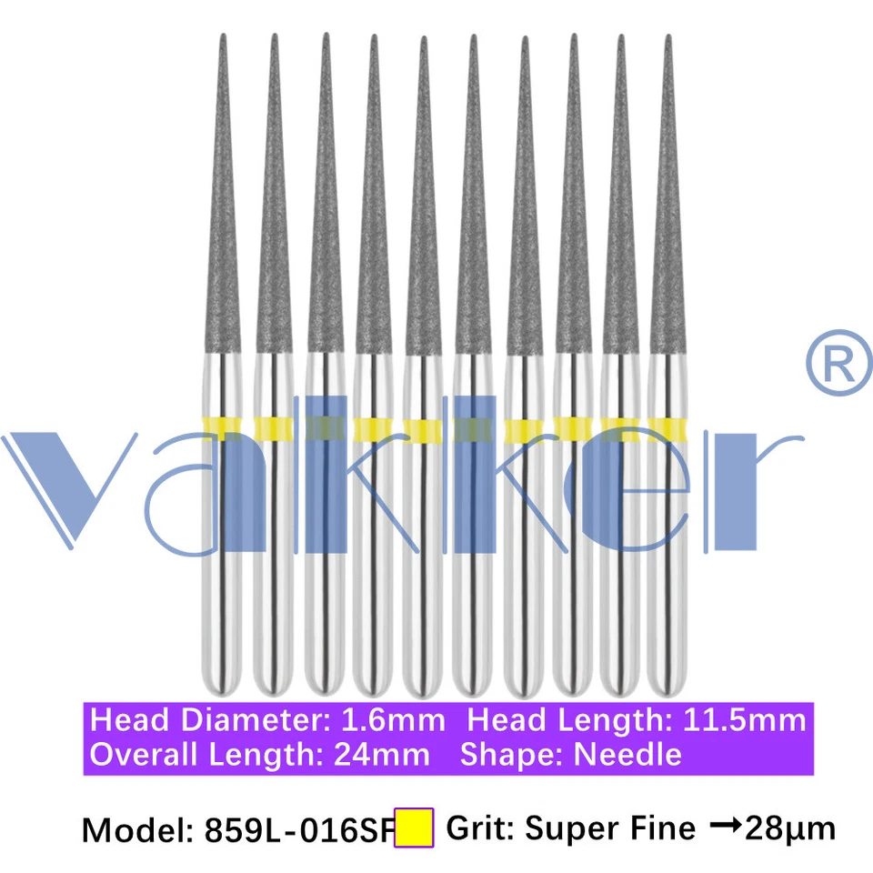 Vakker 10pc Diamond Bur Needle Diamond Burs for Handpiece Fine Medium Coarse - Image 4 of 4