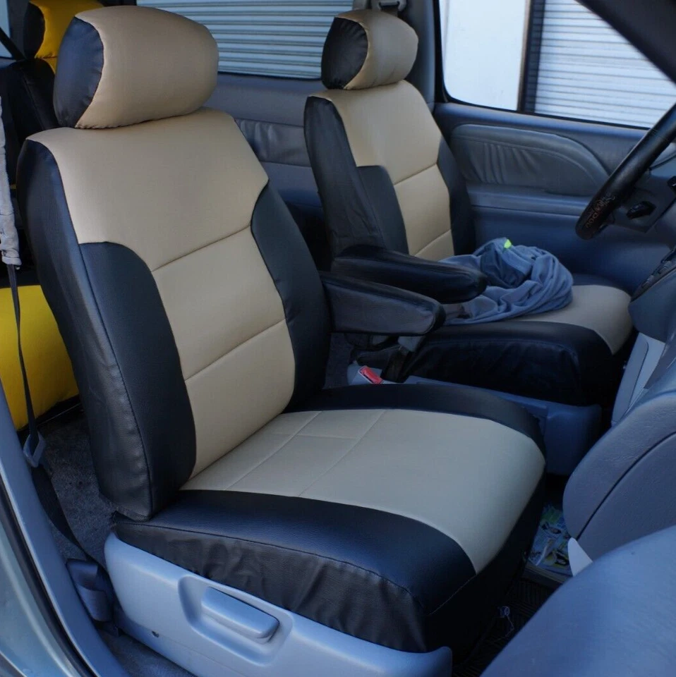para TOYOTA SIENNA IGGEE S 1998-2003 CUERO PERSONALIZADO 2 FUNDAS ASIENTOS DELANTEROS 13 COLORES Foto 4 de 4