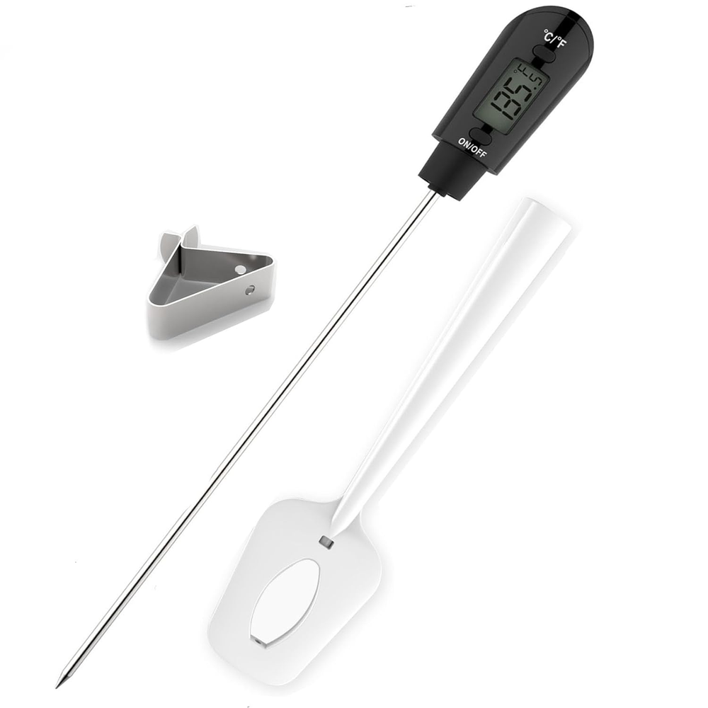 Digital Meat Thermometer Spatula Pot Clip 9" Probe BPA Free Silicone Kitchen