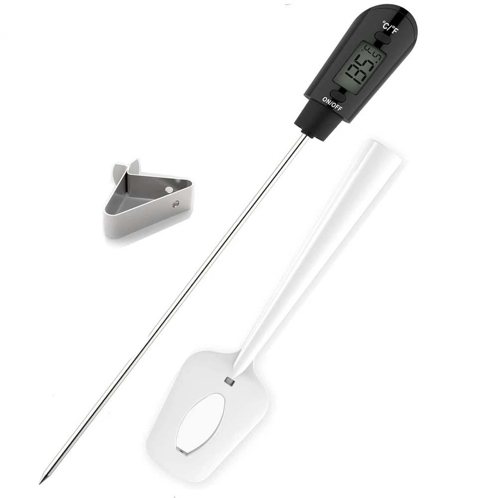 Digital Meat Thermometer Spatula Pot Clip 9" Probe BPA Free Silicone Kitchen