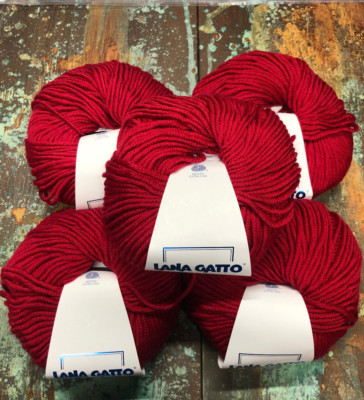 Lot of 5 Lana Gatto Red Maxi Soft  Merino Wool 50g/90m Each #12246