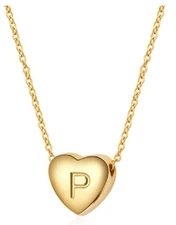 NEW Lateefah Women's Gold Plated Dainty Heart Alphabet Initial Letter Pendant P