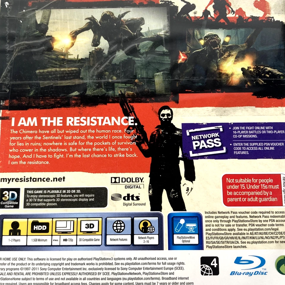 Resistance 3 Sony PlayStation 3 PS3 (2011) PAL Reg 4 Brand New & Factory Sealed - Image 4 of 4