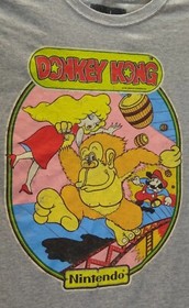 DONKEY KONG ~ Shirt Men Sz Md Front Graphic T-Shirt 80s ARCADE LOGO NES Nintendo