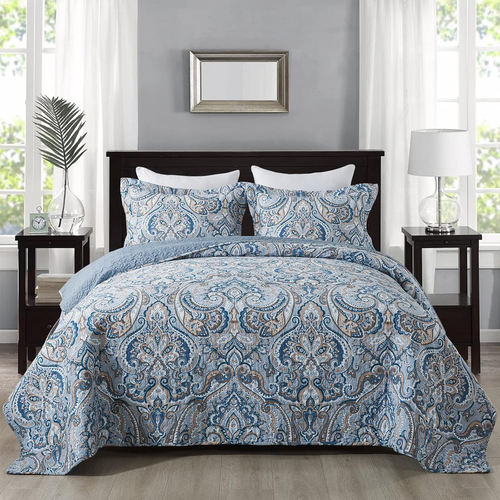 Cotton Bedspread Quilt SetsReversible Patchwork Coverlet Set, European