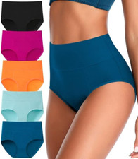 Tummy Control High Waisted Underwear for Women Cotton plus Size Full Coverage Pa