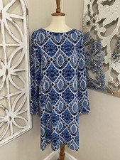 LOFT OUTLET medium LONG SLEEVE BOHO PRINTED SHIFT DRESS