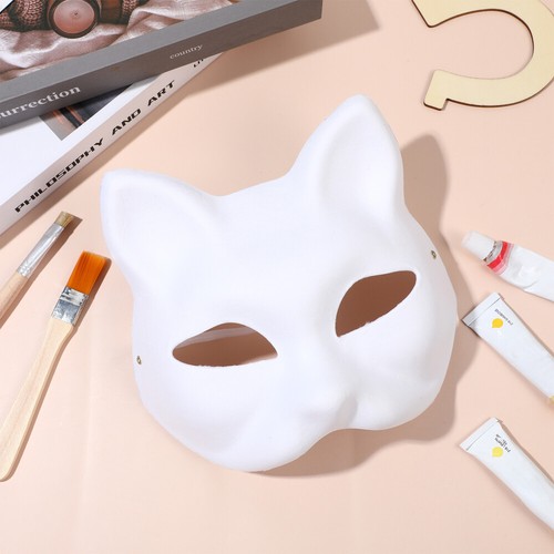 10 Pcs Half Costume Cat Masks Blank Paper Child Miss Masquerade Diy - Picture 12 of 12