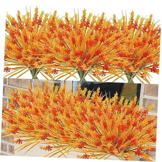 Artificial Flowers Outdoors, 24 Bundles UV Resistant Fake Lavenders 24pcs Fall