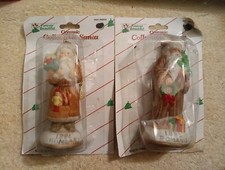 2 Vtg Ceramic SANTA From Around the World, Romania 1885,Hungary 1884 TREE HANGER