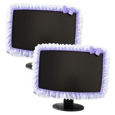 2 Pcs 23''-26'' Lovely Computer Monitor Cover with Bow-Knot Cute Elastic Purple