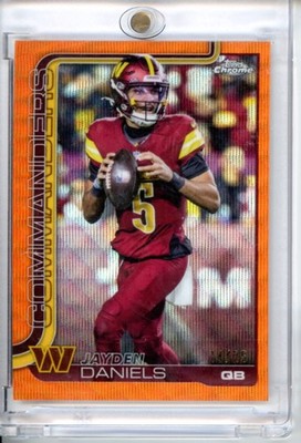 2025 Topps Chrome #295 Jayden Daniels Orange Wave Refractor #/25