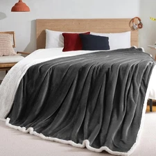 Sherpa Fleece Throw Blanket Soft Fluffy Flannel Plush Blanket 50" X 60" Grey