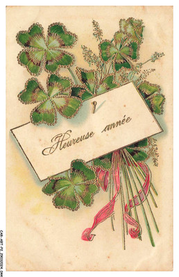 CAR-ABTP2-0088-FANCY - WAFFLE CARD - Happy New Year - Clover Bouquet