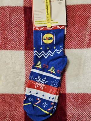 #ad #ad LIDL Christmas Socks Size Mens 6.5 8.5 Women 8 10 2025 Version NWT Blue 1 Pair $19.95