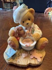 Cherished Teddies Bear -Wayne Cooking Bear Mixing up a batch with his puppy